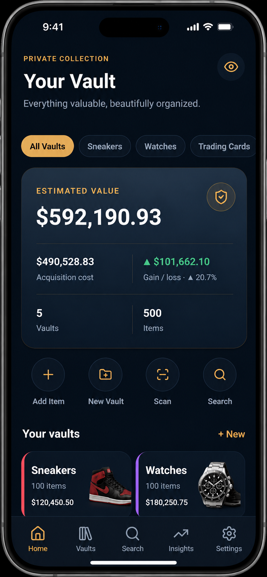Flosna Vault app screenshot